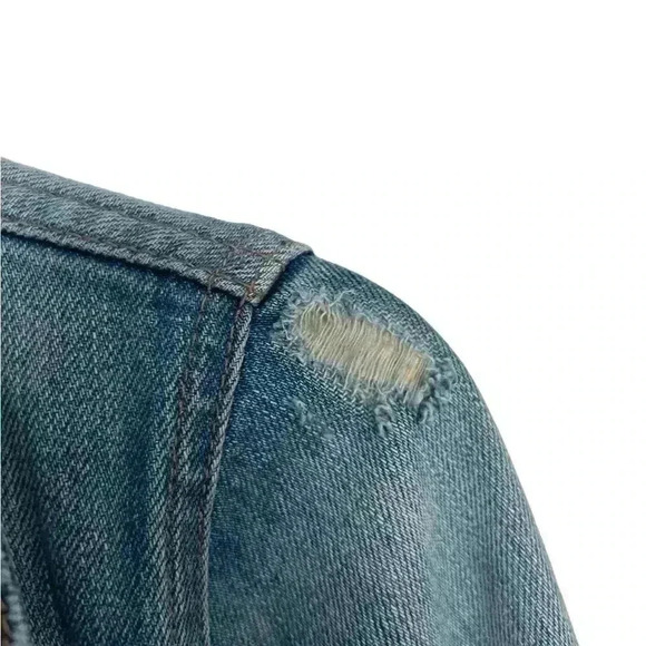 Madewell Ellery Wash Ripped Distressed Denim Jeans Jacket Style C1778 - Picture 4 of 8